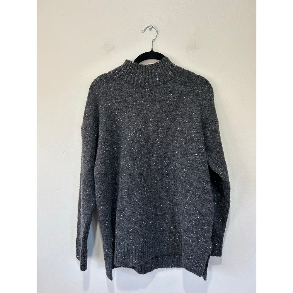 Sweater mock neck size S charcoal grey textured